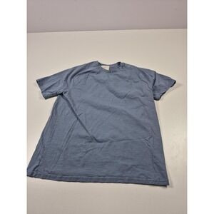 Folk Clothing Shirt Mens L Blue 100% Cotton Crewneck Solid Basic Tee Casual Soft